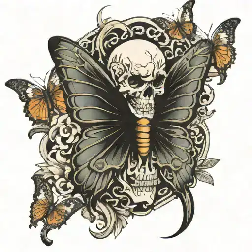 Skull And Bones Butterfly Flying