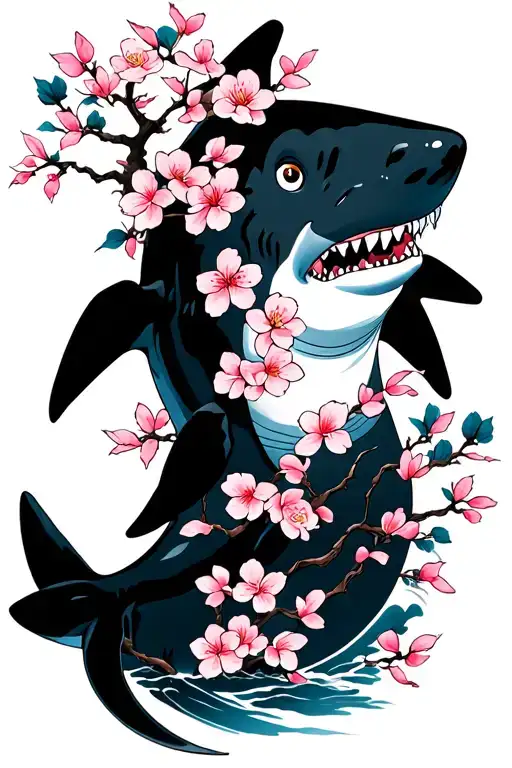 Shark With Cherry Blossom Tree