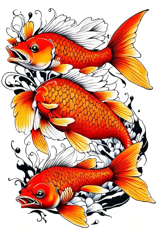 Red-orange Carp On The Background Of Black And White Lawsuits