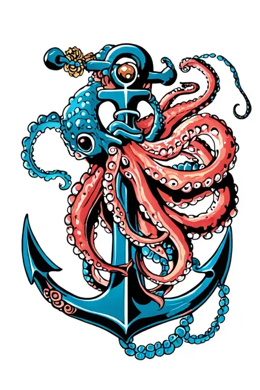 Octopus Holding Anchor Intertwined