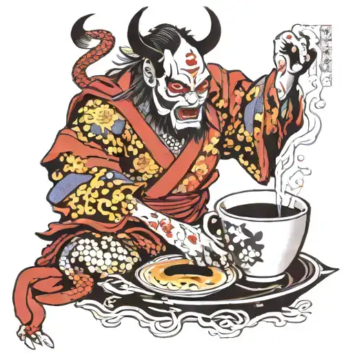 Oni Demon Kabuki Pouring A Pour Over Coffee