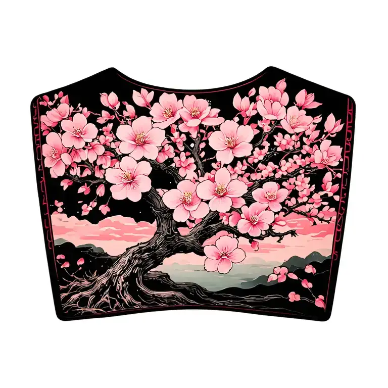 Cherry Blossom Tree For Mom On Chest Piece