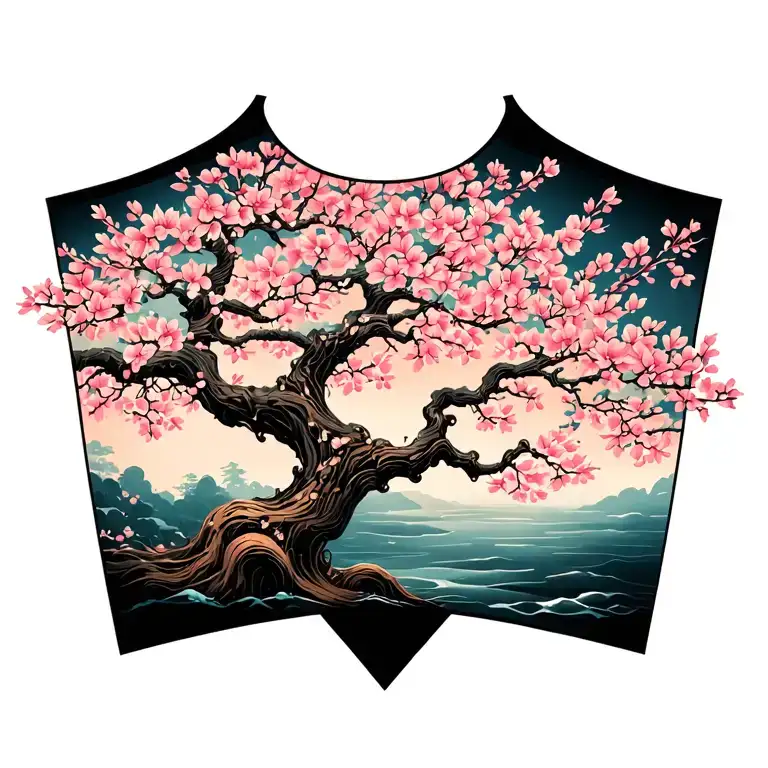 Cherry Blossom Tree For Mom On Chest Piece