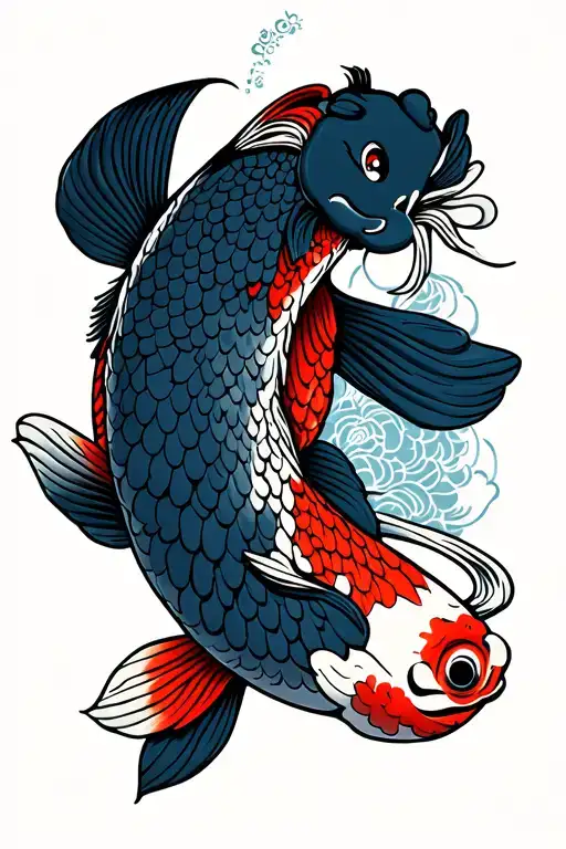 Koi Fish And Daruma Doll