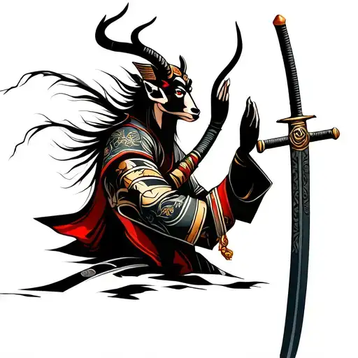Springbok Samurai Warrior Sword Praying