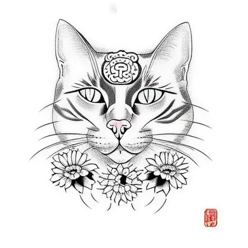 Cat With Flowers