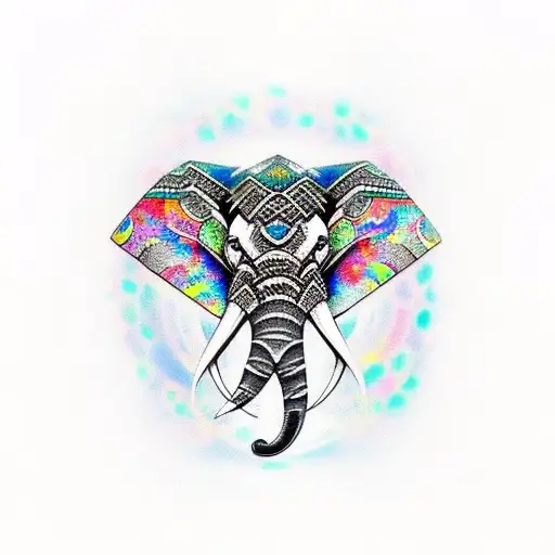 Elephant With Opal Mountains