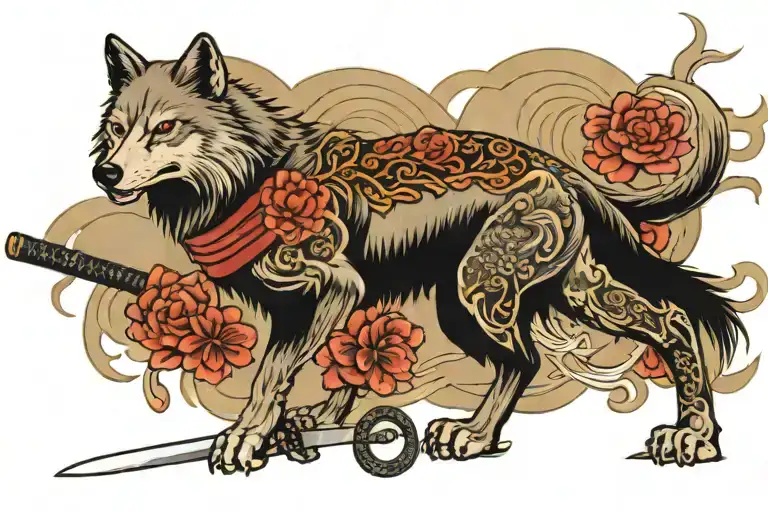 Wolf And Katana Sword