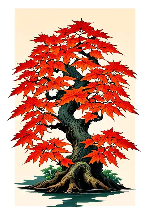 Japanese Maple Tree With Leaves Intertwined