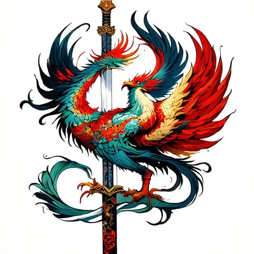 Phoenix Over A Sword Intertwined
