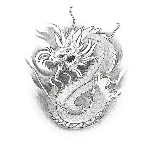 Lotus Flower Dragon Flowing From It