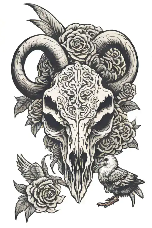 Ram Skull With Dove