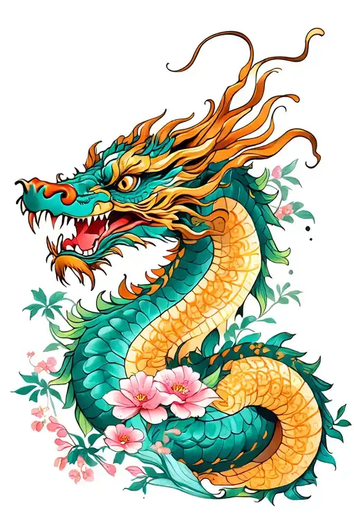 Dragon And Flowers