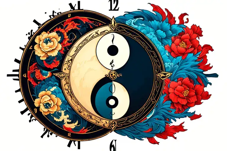 Wheel Of Time Piece Featuring Ying Yang Symbol And 7 Ajah Colors