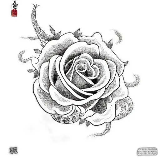 Red Roses With Snake