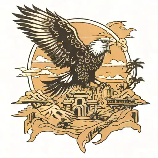 Desert Ruins With Eagle