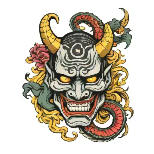 Hannya Mask With Snake