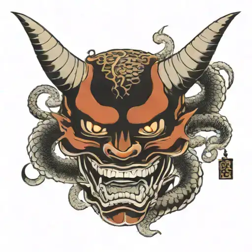 Hannya Mask With Snake