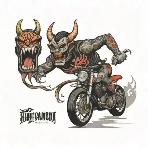 Demon With Harley Davidson Motorcycle