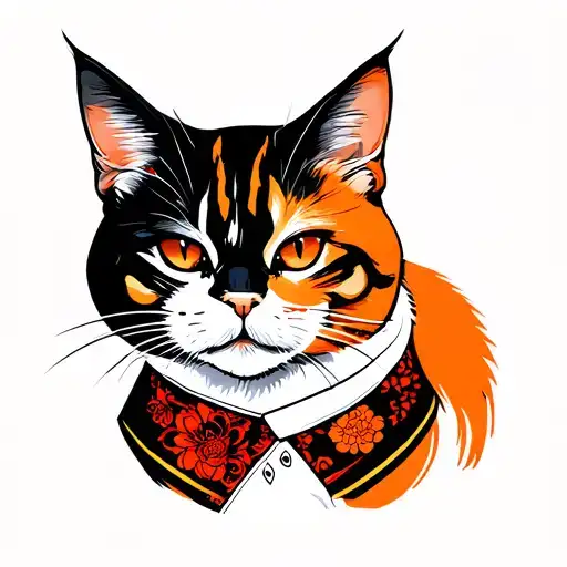 Orange Cat With Black And White In Suit