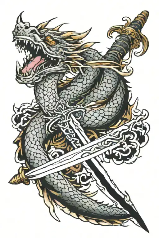 Sword With Dragon Wrapped