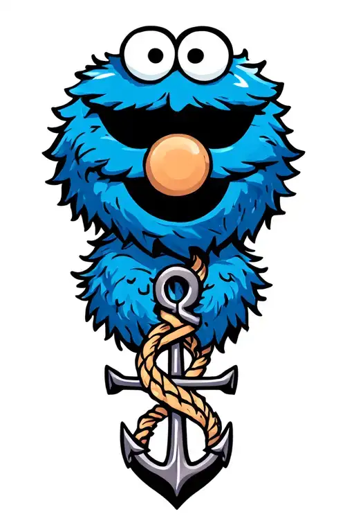 Cookie Monster With An Anchor Intertwined