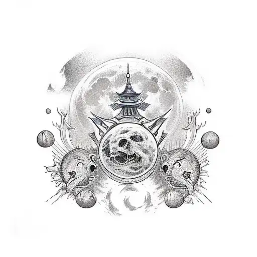 Drowning Crown And A Moon With Waxing Gibbous Phase