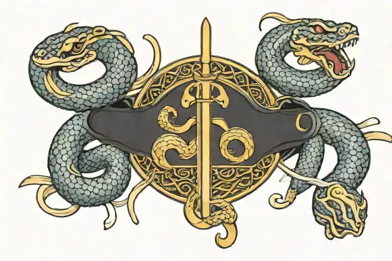 Gold Snake Wrapped Around Sword