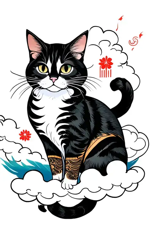 Menecing Cat Surrounded By Clouds