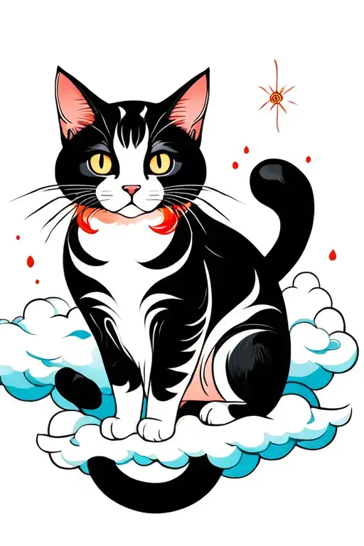 Menecing Cat Surrounded By Clouds