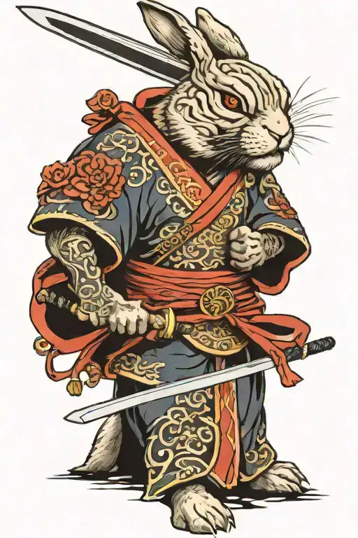 Rabbit Warrior Wielding A Sword