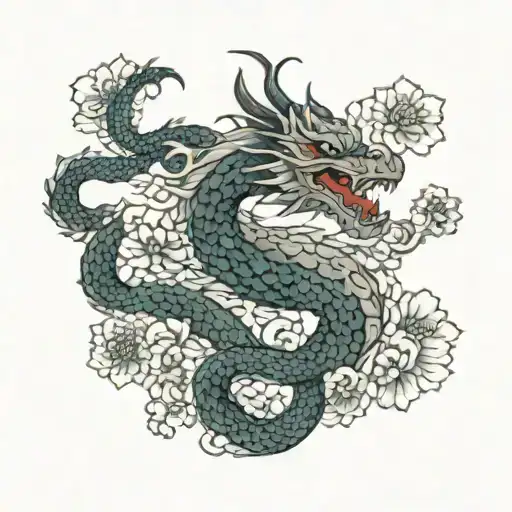 Dragon With Flower Pattern Instead Of Scales