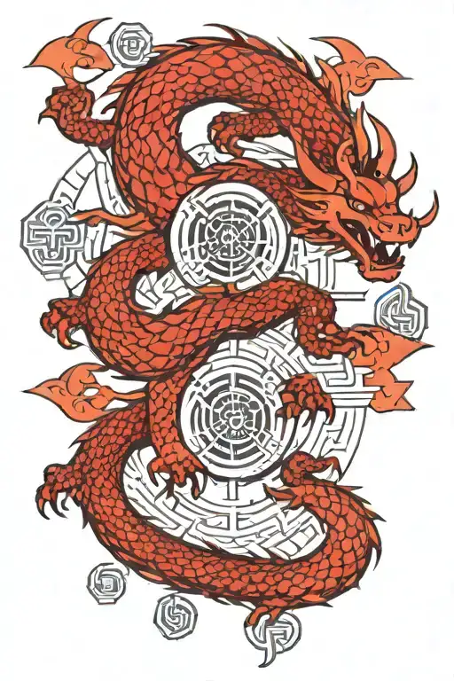 Dragon Flying And Runic Space Viking Geometry January 2