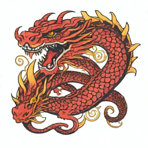 Ouroboros Tattoo Red Dragon Eating Itself