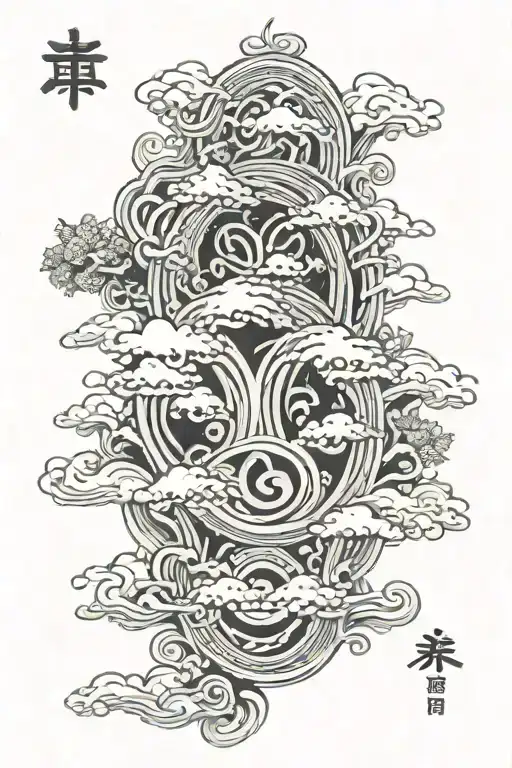 Water Flow Diagram With Mystical Symbols