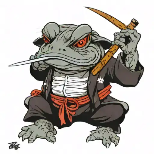 Samurai Toad Smoking A Pipe