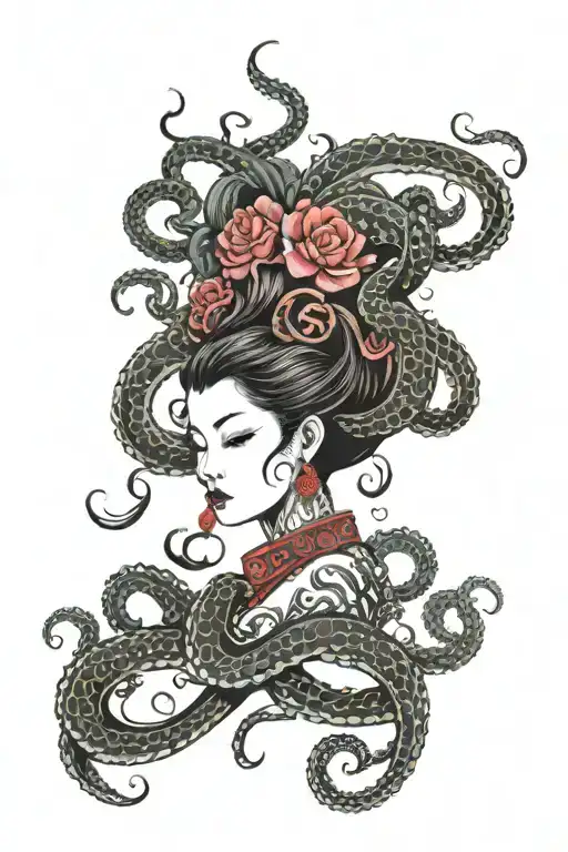 Women Body And Octopus