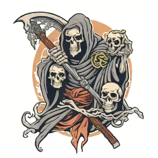 Grim Reaper Holding A Skull