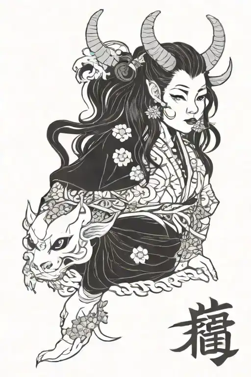 I Have A Tattoo With Demon Girl In Japanese Style