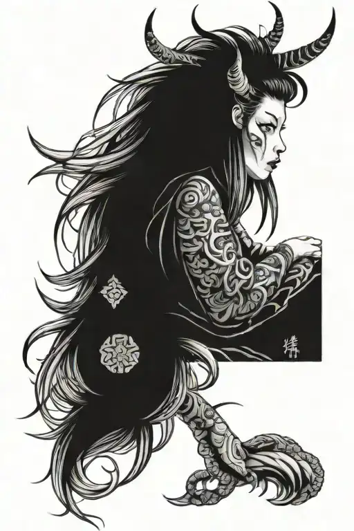 I Have A Tattoo With Demon Girl In Japanese Style