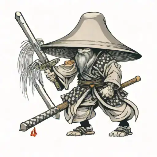 Veiled Mushroom Hat Samurai With Polearm