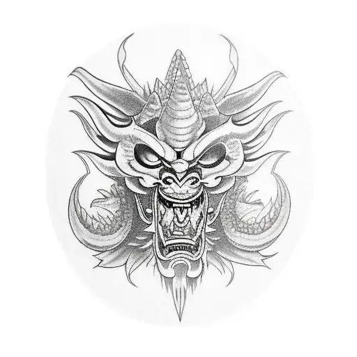 Oni Mask With Dragon