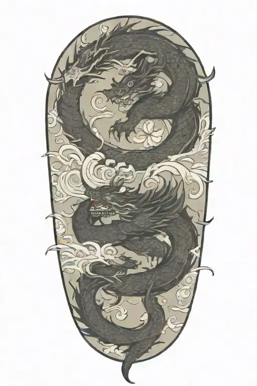 Pattern Incorporating A Dark Dragon And A Light Dragon