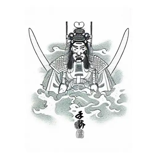 Ancient Japanese Samurai Surfing Beach Marijuana