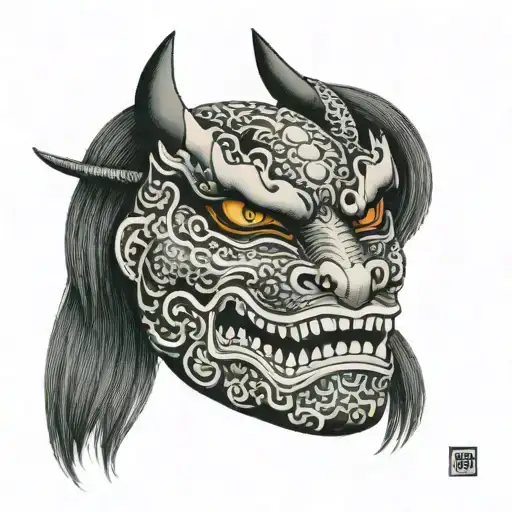 Hennya Mask With A Dragon Intertwined