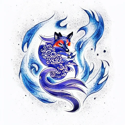 Fox Spirit In A Blue Flame