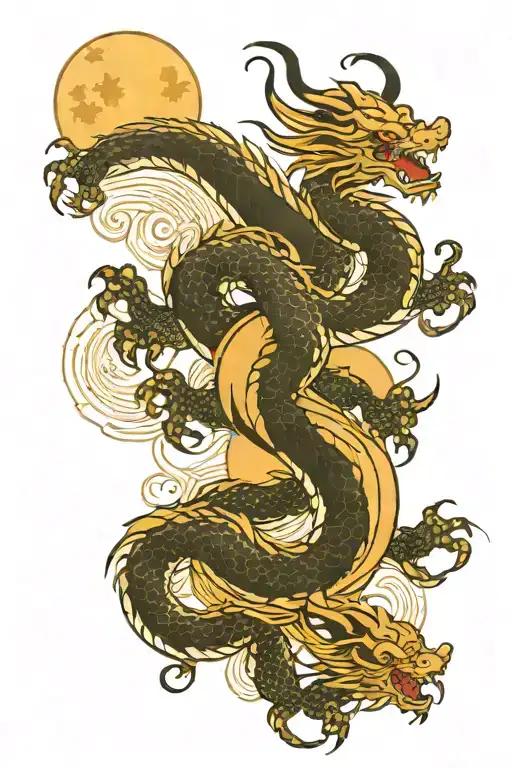 Dragon With Moon Shining