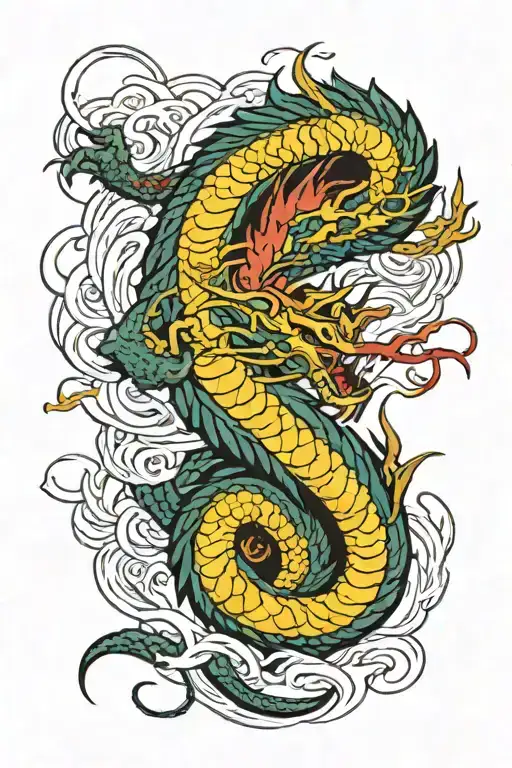 A Dragon Grab Lighting Bolt Striking