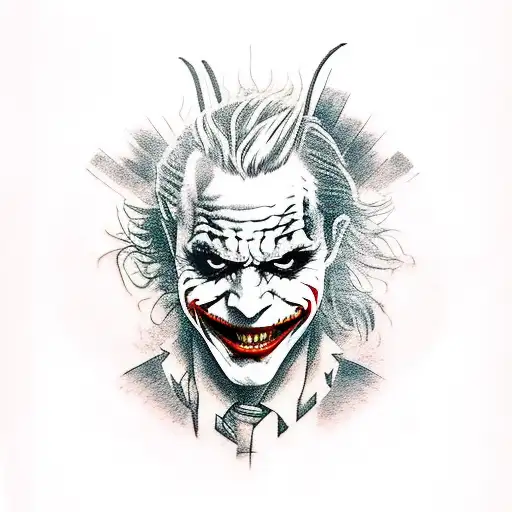 Heath Ledger As Joker With A Sword Abd A Dragon