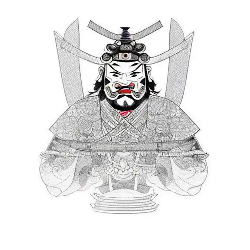 Samurai With Hannya Face